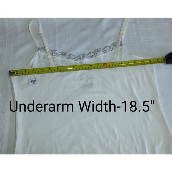 New York & Company Tank Camisole White Top L Silver Lace Adjustable Straps NWT - Picture 12 of 13